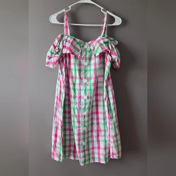 Crown & Ivy Pink Palace II Striped Off Shoulder Ruffle Dress Size Large - Picture 2 of 6